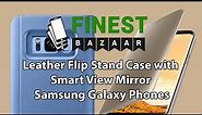 Leather Flip Stand Case with Smart View Mirror For Samsung Galaxy Phones