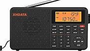 XHDATA D109 Portable Shortwave Radio - Battery Operated AM FM SW LW World Band Radio DSP Good Reception Radio with Great Sound Mp3 Speaker Wireless BT Alarm Clock Sleep Function TF Card Support