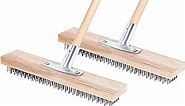 Steel Brooms, 2PCS 11.8" Wire Broom Brush with Robust Metal Holder, Wire Broom Head with Socket for Wooden Handle, Metal Broom Garden Broom for Household Kitchen Catering Commercial-Silver