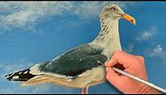 Realistic Bird Painting - Seagull - Oil Painting Tutorial - Paint Along