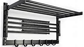 Wall Mounted Swivel Drying Rack, Wall Mount Swivel Towel Rack Towel Bar, Towels Hangers for Bathroom, Towel Holder with Hooks & Arms…, Black