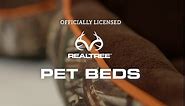 Realtree MAX-5 Camo Premium Bolstered Sofa Lounger Pet Bed for Dogs and Cats Realtree MAX-5/Brown/Pink Piping 25 X 21 Inches