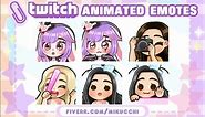 Mikucchi: I will make cute chibi animated emotes GIF, alert for twitch, discord, youtube, kick for $20 on fiverr.com