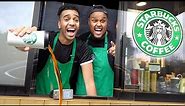 We Pretended To Work At Starbucks Drive Thru (Fake Employee Prank)