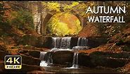 4K HDR Autumn Waterfall - Stream Sounds - Flowing Water - Forest River - White Noise - Sleep/ Relax