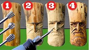 Dremel wood carving sculpture, How to carve a face in wood with rotary tool step by step tutorial