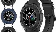 Case Compatible with Samsung Galaxy Watch 4 Classic 42mm 46mm Case Frame PC Protective Cover with Rotatable Bezel Ring for Galaxy Watch 4 Classic Smartwatch Band Accessories (46MM, Black&Black&Blue)