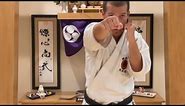 Basic straight punch from the chamber position in traditional Karate.