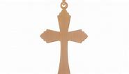14k Two Tone Yellow Gold Fleur De Lis Crucifix Cross Necklace Pendant Charm Religious Fine Jewelry