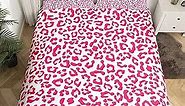 Pink Leopard Print Duvet Cover Set Queen Size,Cheetah Bedding Set 3pcs for Kids Teens Girls Room Decor, Wild Animal Fur Print Comforter Cover Romantic Quilt Cover with 2 Pillowcases