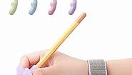 FSMman Pencil Grips for Left/Right-Handed - 1 Hook-Proof Wrist Strap Grip Plus 4 Pencil Grips - Finger Pen Grippers Writing Posture Correction Tools for Home Preschool Class,5Pcs