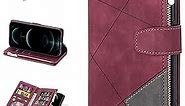 ZCDAYE Wallet Case for iPhone XR Case with 9 Card Slots Zipper Pocket Handbag Wristlet Folio Flip Cover for iPhone XR-Wine Red