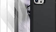 AICase 3 Layer Rugged Heavy Duty Cases for iPhone 12/iPhone 12 Pro, 6.1 inch 2020 (Black) with Two Screen Protector