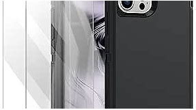 AICase 3 Layer Rugged Heavy Duty Cases for iPhone 12/iPhone 12 Pro, 6.1 inch 2020 (Black) with Two Screen Protector