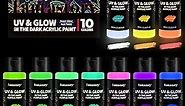 Fantastory Glow in The Dark Paint, 60ml/2oz Neon Glow Acrylic Paints, 2IN1 Waterproof Paint,Charge-Glow& UV Activated For Outdoor Rocks, DIY Craft,Canvas,Holiday Decor,Kids,Adults