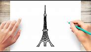 How to Draw Tokyo Tower Step by Step