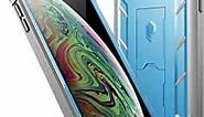 Poetic iPhone Xs Max Rugged Case, Revolution [360 Degree Protection][Kick-Stand] Full-Body Rugged Heavy Duty Case with [Built-in-Screen Protector] for Apple iPhone Xs Max 6.5" OLED Display Blue