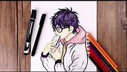 How to Draw an Anime Boy with Glasses | Easy Drawing Step by Step