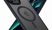 Mgnaooi Magnetic Case for iPhone 12 Pro Max Case [MIL-Grade Drop Tested & Compatible with MagSafe] Translucent Matte Back with Aluminum Alloy Keys, Shockproof Phone 12 Pro Max Case 6.7 Inch, Black