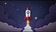 🚀 Kids Spaceship Rocket Launch Cartoon VJ Loop Video Background for Edits