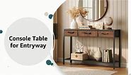 MAHANCRIS Console Table with Drawer, Industrial Entryway Table with Storage, Narrow Sofa Foyer Table for Living Room, Entrance, Hallway, Couch, Corridor, Rustic Brown and Black CTHR23301