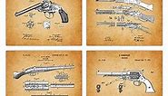 Vintage Patent Prints Wall Art Gun Engineering Art Photo Prints - Guns of the West Patent Art Prints & Engineering Posters Gifts for Dad, Stepdad - Gun Art Bathroom Prints Set of 4, 8x10