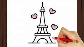 How To Draw a EIFFEL TOWER CUTE I Easy II Como Desenhar a Torre Eiffel kawaii I Fácil