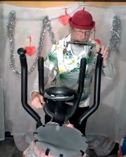 " We Will Rock You " 6 #harmonica #drum #crosstrainer #rock #workout #humor #harmonicaplayer