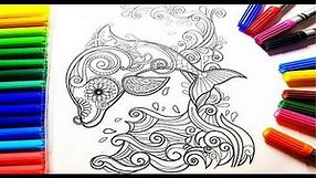 Coloring for Adults how to color a Dolphin لون الدولفين طريقة مميزة / الوان بالغين
