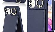 DEYHU iPhone 11 Case with Card Holder for Women, iPhone 11 Phone Case Wallet with Credit with Ring Kickstand Shockproof Slim Stand Case for iPhone11 - Blue