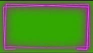 Purple Neon Double Border Green Screen Overlay Motion Graphics 4K 30fps Copyright Free