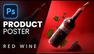Photoshop Tutorial - product banner design | Social Media Post Design in Photoshop ( RED WINE )
