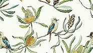 Floral Wallpaper Peel and Stick Light Yellow Wallpaper Flower Birds Wallpaper Yellow Contact Paper Removable Wallpaper Self Adhesive Sticky Wallpaper Vinyl Renter Friendly Wallpaper 16.1x196in