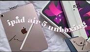 iPad Air M1(5th Gen) Pink Unboxing + ipad air 5 accessories