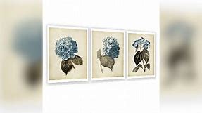 Vintage Blue Hydrangea Flower Art Prints