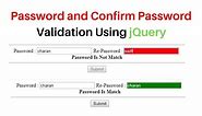 password and retype confirm password validation in jquery