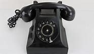 Vintage Black Bakelite Rotary Telephone - Black Dial Version