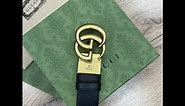 Gucci Reversible thin belt with Double G buckle gold