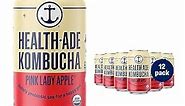 Health-Ade Canned Kombucha Tea Organic Drink, Fermented Tea with Living Probiotics, Detoxifying Acids, Supports Gut Health, Non-GMO, Vegan, Gluten Free, 12 Pack (11.5 Fl Oz Cans), Pink Lady Apple® in Cans