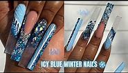 ICY BLUE WINTER NAILS ❄️ | SWEATER NAIL DESIGN ✨