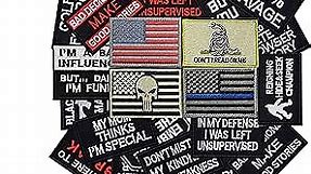 Tactical Morale Embroidery Patches - 24pcs Embroidered Military Funny Word Hook and Loop Patches for Caps, Bags, Backpacks, Gear, Uniforms, and More with Velcro Attachment
