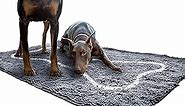 Soggy Doggy Doormat with Bone Design, Microfiber Chenille Indoor Wet Dog Mat for Muddy Paws and Drying, Ultra-Absorbent Dog Mats for Sleeping and Lounging, Gray/Light Grey Bone