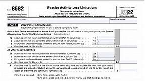 IRS Form 8582 walkthrough (Passive Activity Loss Limitations)
