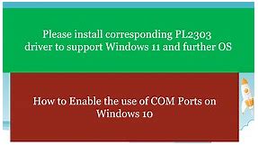 How to Enable COM Ports on Windows 10 or 11 and Use Prolific PL2303 USB to Serial Cable