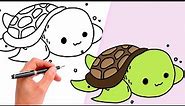 How To Draw A CUTE TURTLE | SUPER EASY KAWAII DRAWING