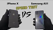 iPhone x vs Samsung Galaxy A51 Speed Test Comparison