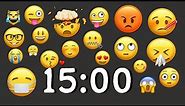 100 EMOJI ANIMATION : 15 Minute Countdown Timer With Background Music