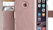LUPA iPhone 6S Plus Wallet case, iPhone 6 Plus Wallet Case, Durable and Slim, Lightweight with Classic Design & Ultra-Strong Magnetic Closure, Faux Leather, Rose Gold, for Apple iPhone 6s Plus/6 Plus
