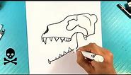 EASY How to Draw a WOLF SKULL