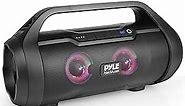 Pyle Wireless Portable Bluetooth Boombox Speaker - 500W 2.0CH Rechargeable Boom Box Speaker Portable Barrel Loud Stereo System with AUX Input/USB/SD/Fm Radio, 3" Subwoofer, Voice Control - PBMWP185